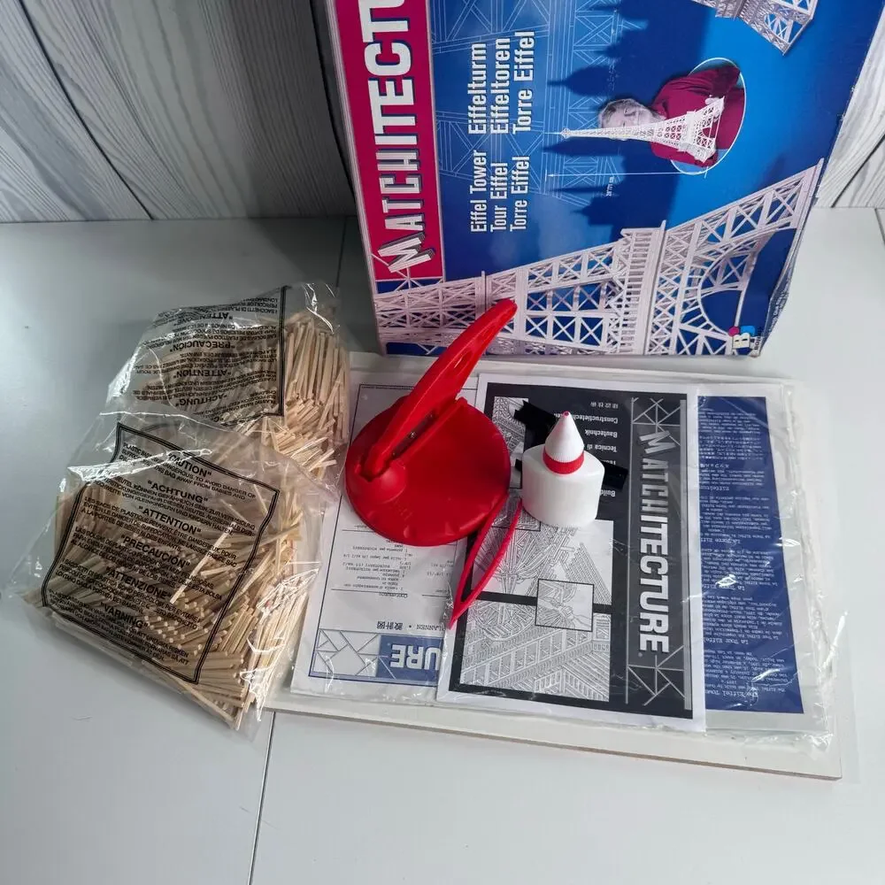 Vintage Matchitecture Eiffel Tower Paris Wood Building Kit  #6611 New